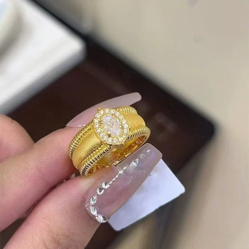 Wholesale  Light Luxury Retro  Diamond-Studded Ring
