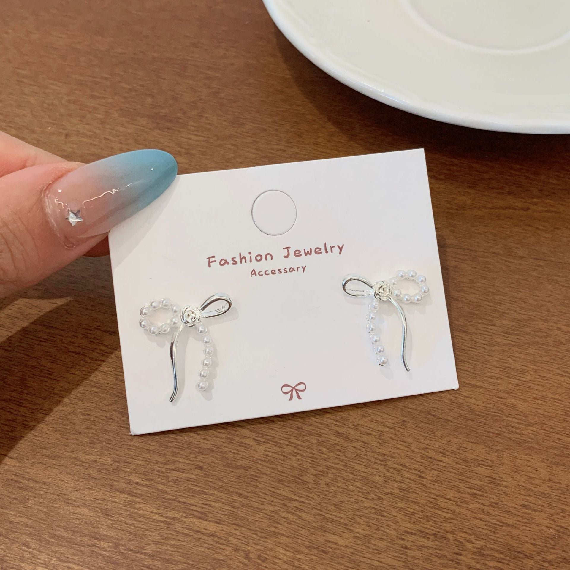 Wholesale Bow Tassel Earrings Silver Long Earrings