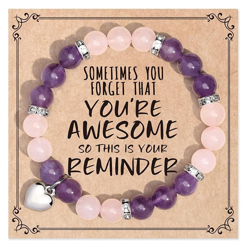 Wholesale Natural stone heart beaded bracelet