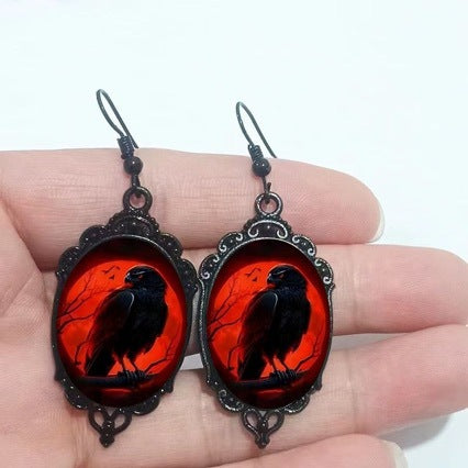 Wholesale Vintage Dark Glass Pendant Necklace Set Fashion Jewelry Accessory Gift Boutique