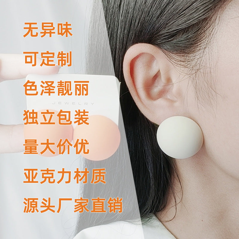 Wholesale 12 Color Round Circle Stereo Spray Paint Earrings