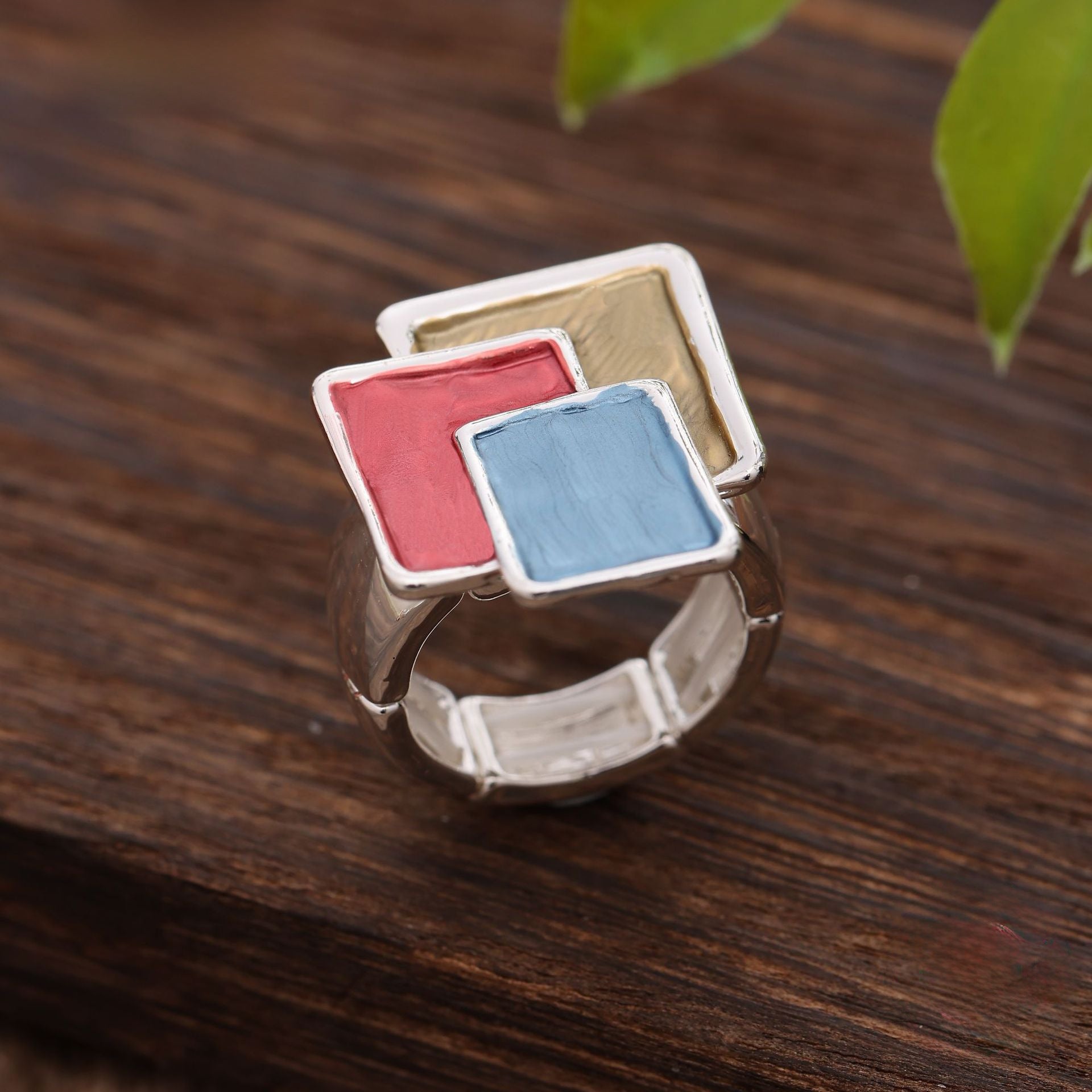Wholesale  irregular square stitching alloy ring