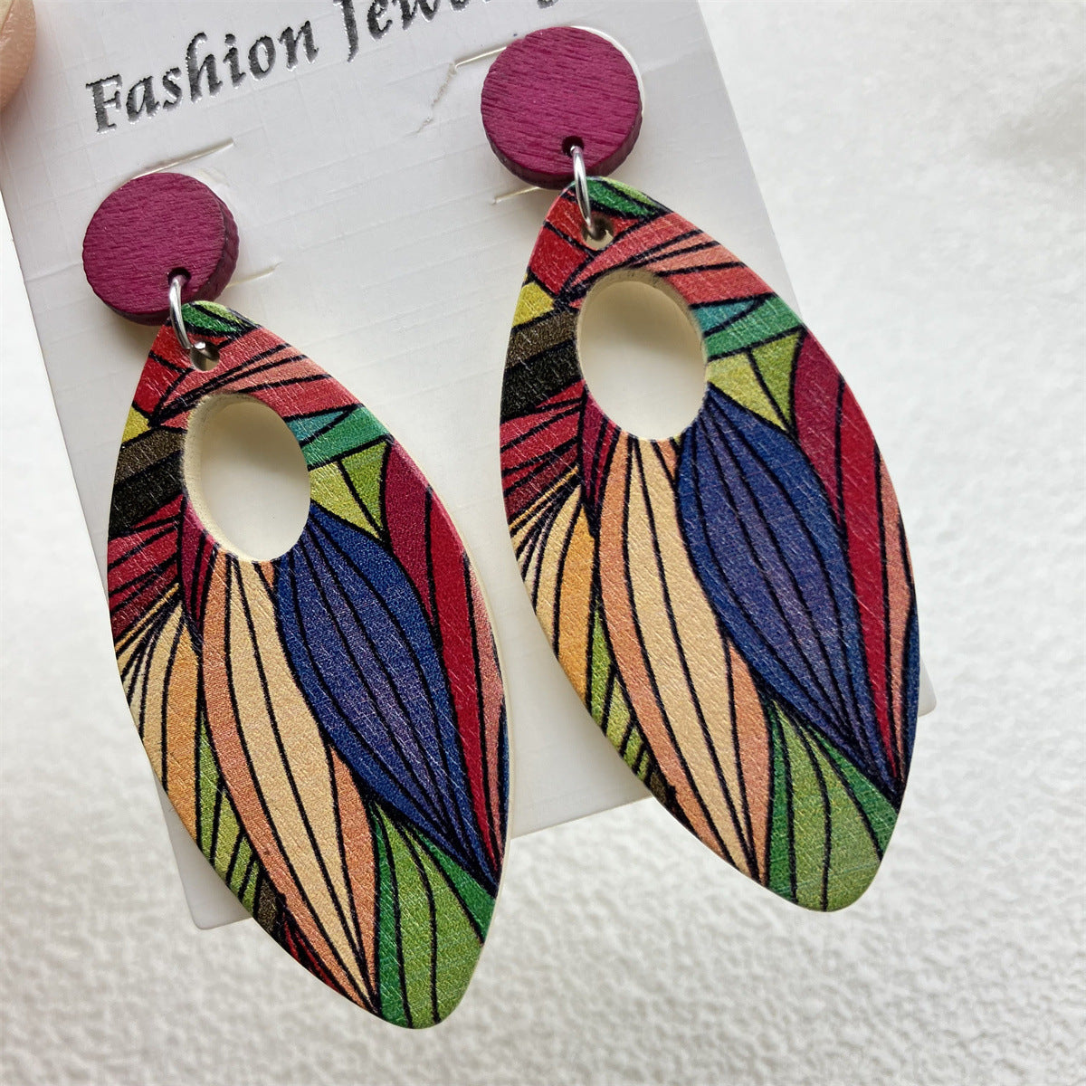 Wholesale Boho Vintage Oval Wooden Earrings ACC-ES-FX001