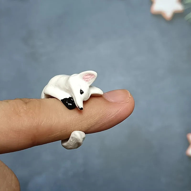 Wholesale Cute Fox Oil Drop Metal Ring