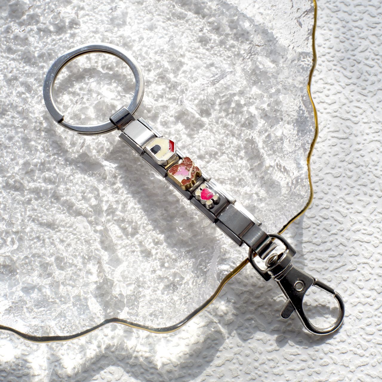 Wholesale fashion italian module diy keychain ball dog christmas friend gift