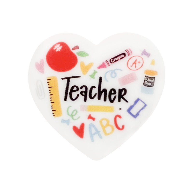 Wholesale of 10PCS Teacher Couple Love Printed Silicone Beads ACC-BDS-WDX001