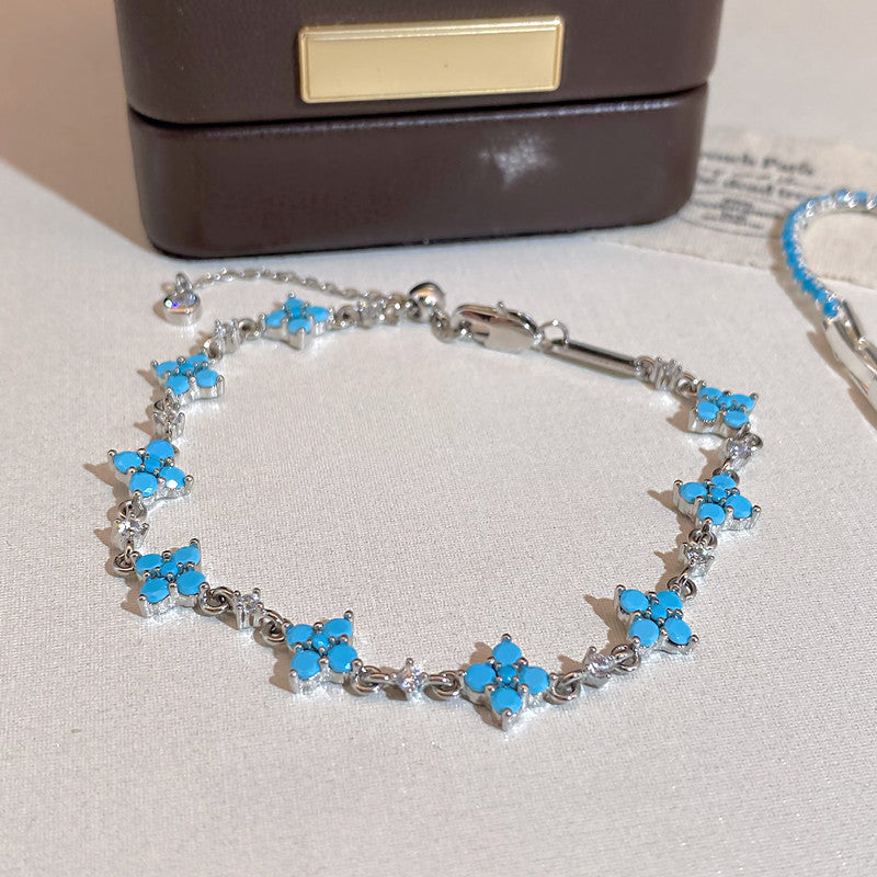 Wholesale Lucky Flower Blue Turquoise Bracelet Fashion Accessory Gift for Women