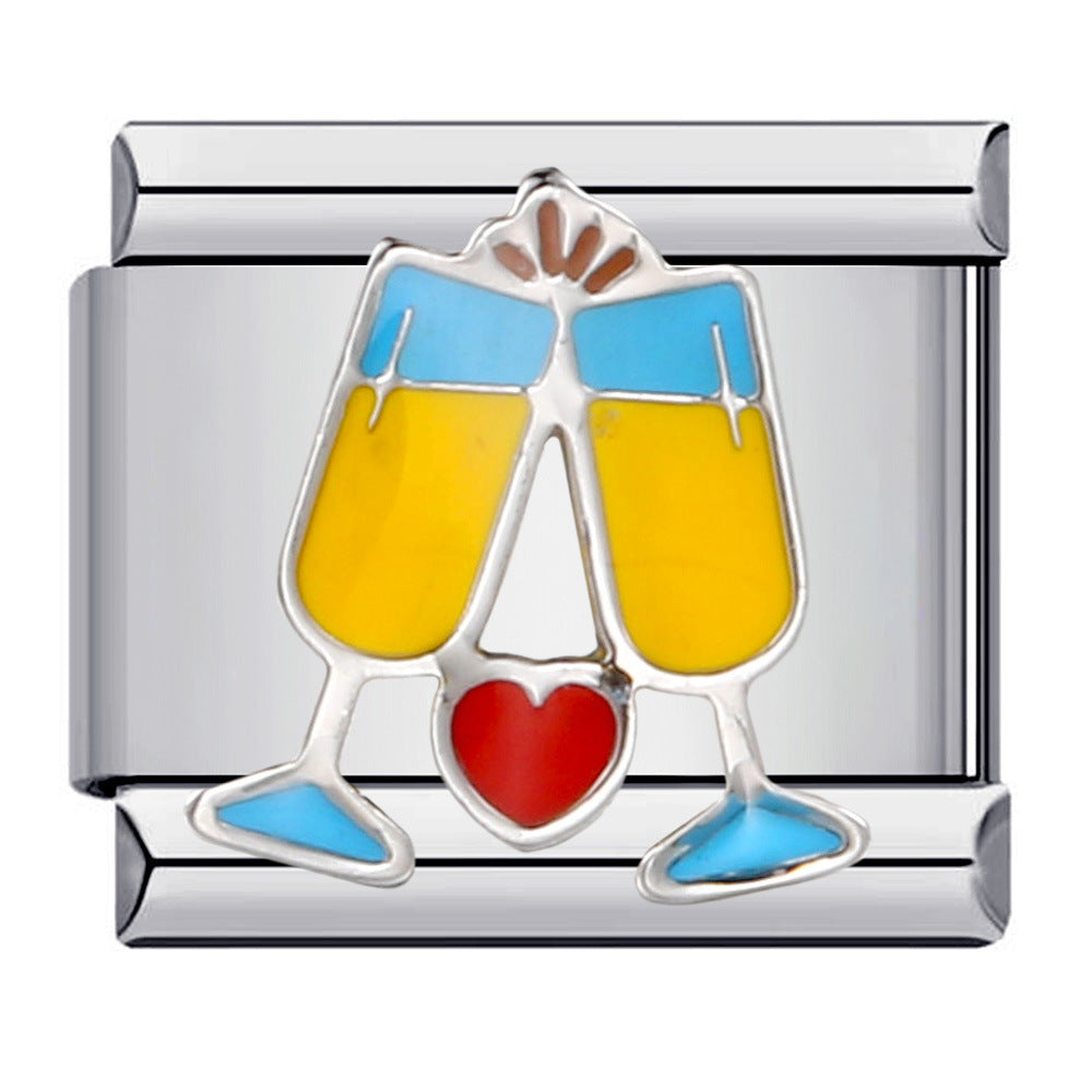 Wholesale Italian Charm Bracelet 9mm DIY Splicing Removable Beverage Series Stainless Steel Composable Bracelet