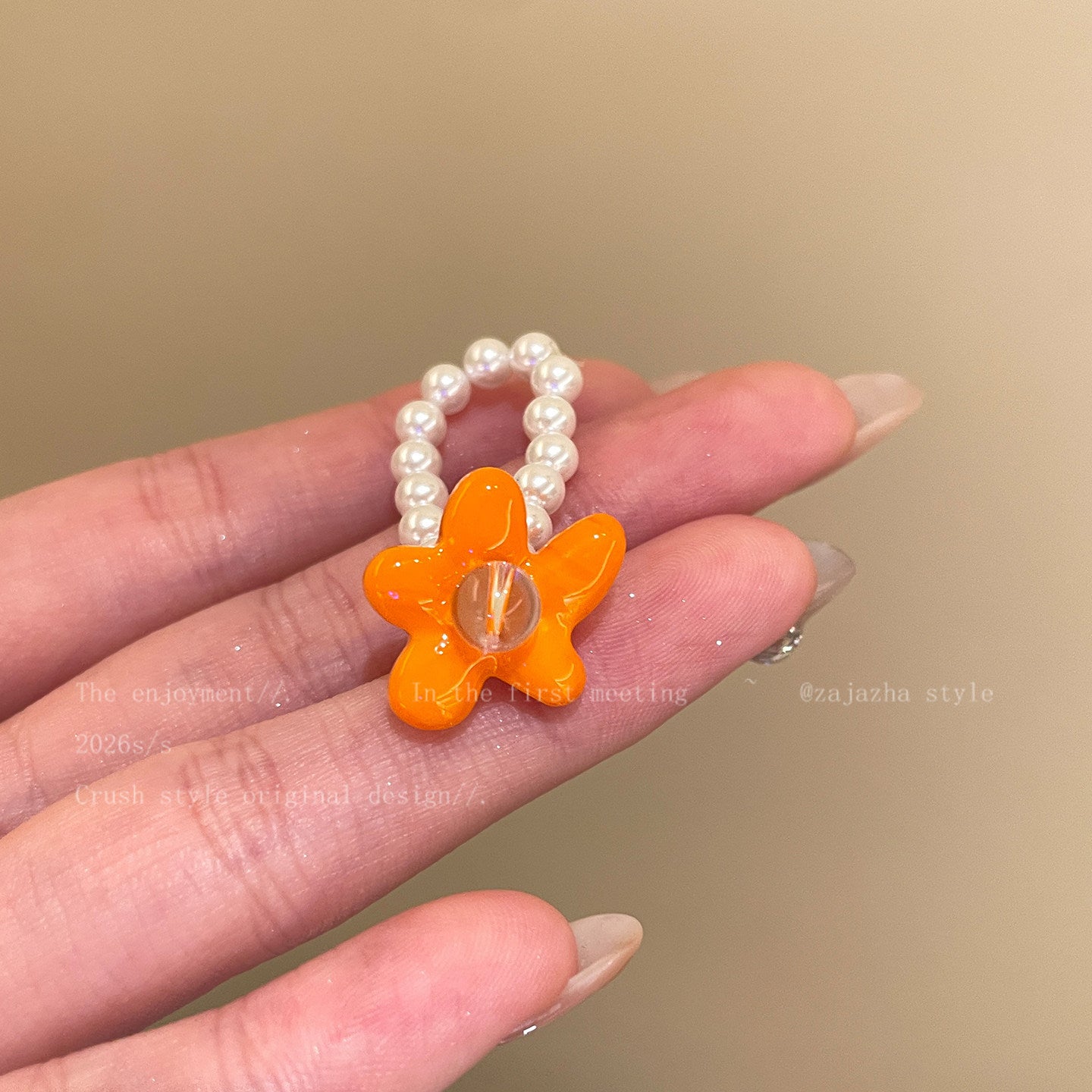 Wholesale Handmade Acrylic Flower Beaded Ring – Colorful Dopamine Summer Vacation Fashion Accessory for Women