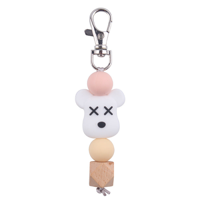 Wholesale Cartoon Bear Silicone Beaded Keychain ACC-KC-GuangTian075