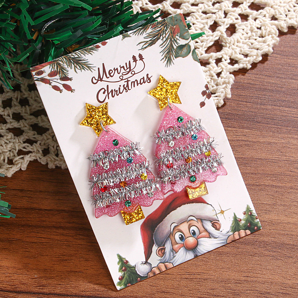 Wholesale  creative acrylic color Christmas tree earrings