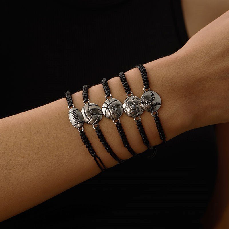 Wholesale Football Pendant Team Friendship Basketball Braided Bracelet ACC-BT-Yima016