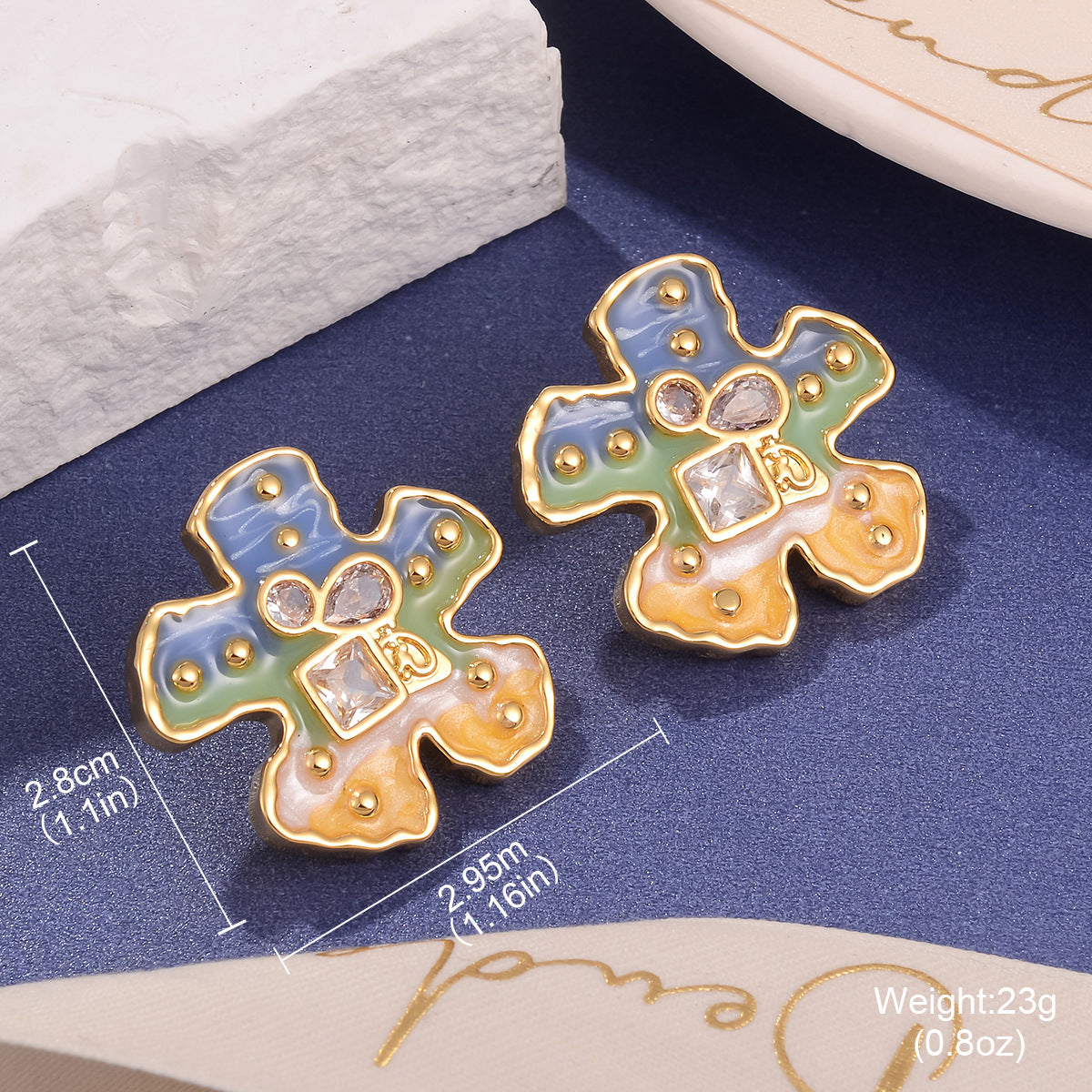 Wholesale Enameled Gradient Oil Drop Earrings