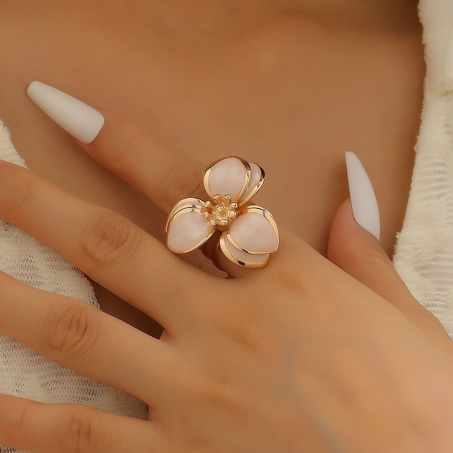 Wholesale Stylish Flower Earrings For Women Double Layer Petal Colorful Dripping Oil Zinc Alloy Everyday Jewelry Accessory