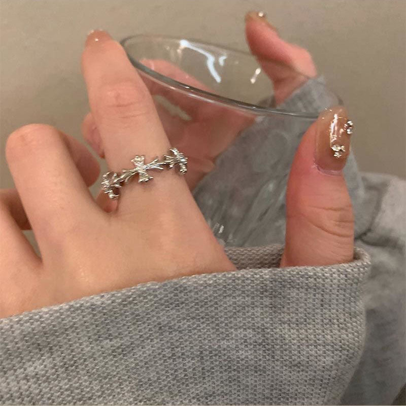Wholesale Electroplated Zinc Alloy Zircon Cross Ring For Women Chic Minimalist Everyday Wear Gift