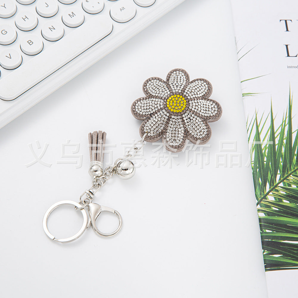 Wholesale creative cute diamond-encrusted flower keychain
