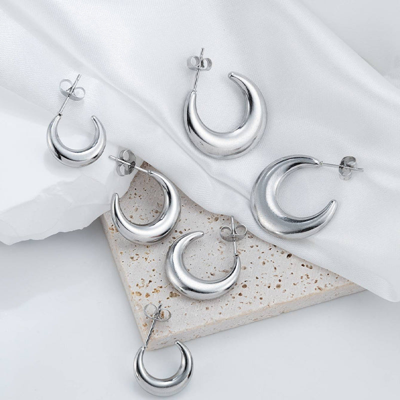 Wholesale Moon Shape Stainless Steel Earrings ACC-ES-MuShan061