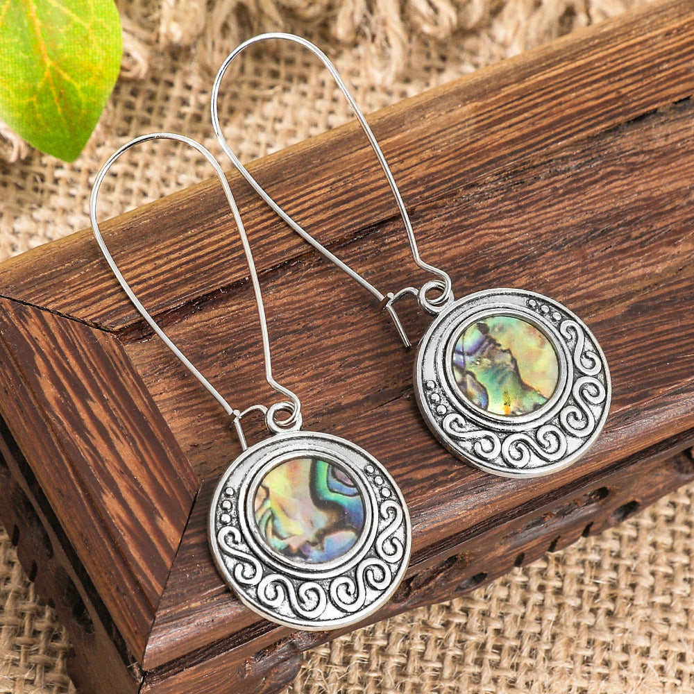 Wholesale Ethnic Style Zinc Alloy Abalone Shell Tassel Earrings for Women Long Exotic Fashion Accessory Boutique Resale