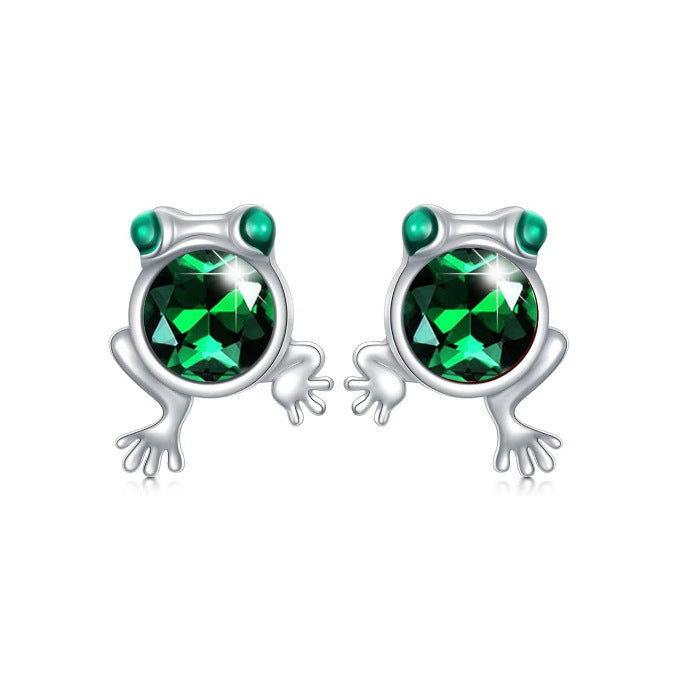 Wholesale  green diamond frog earrings