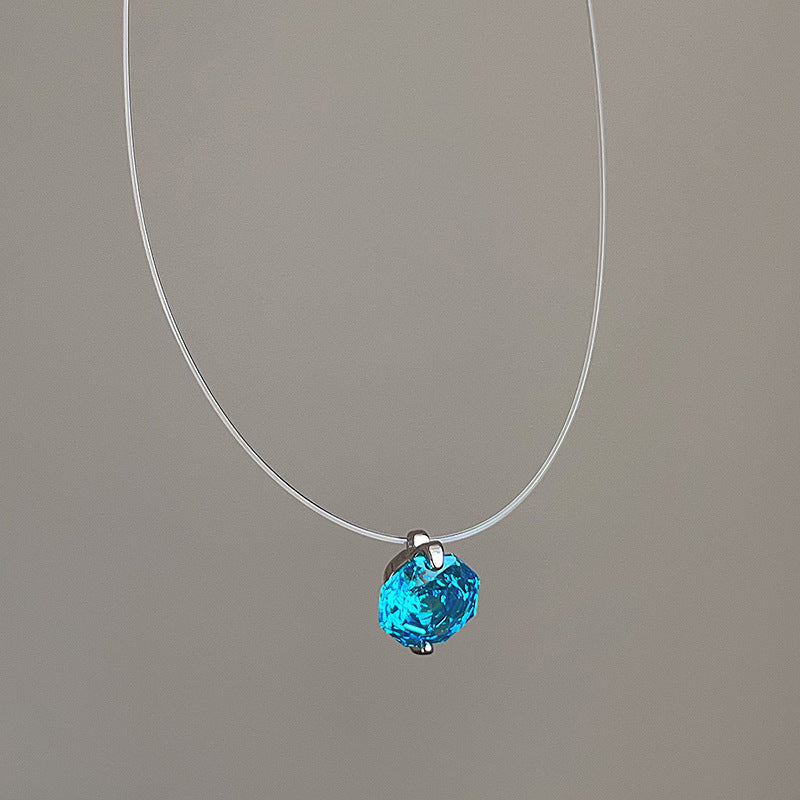 Wholesale Minimalist Style Crystal Zircon Pearl Pendant Fish Line Necklace Women' s Accessible Luxury Versatile Elegant Trendyy Neck Chain Clavicle Chain