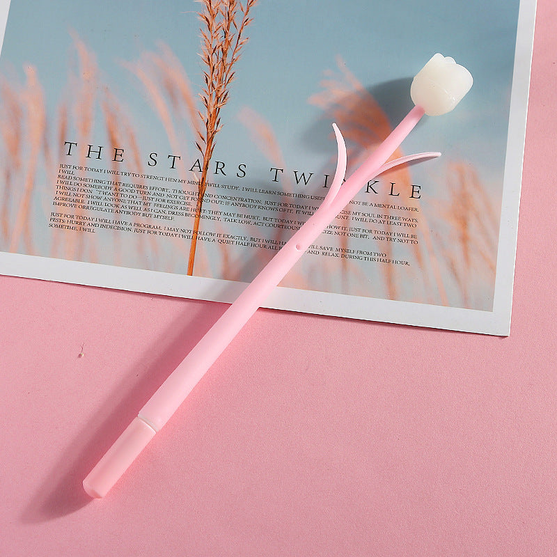 Wholesale Cute creative encounter light discoloration rose modeling soft silicone student gel pen