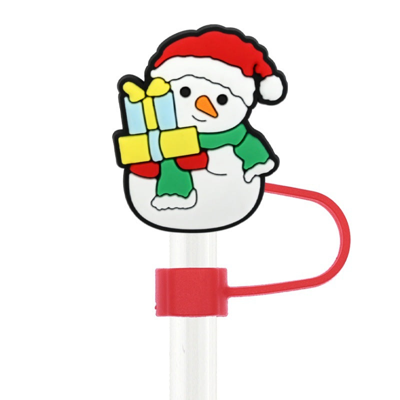 Wholesale Random 100pcs  Christmas series  10mm PVC Soft Straw Tube Cap