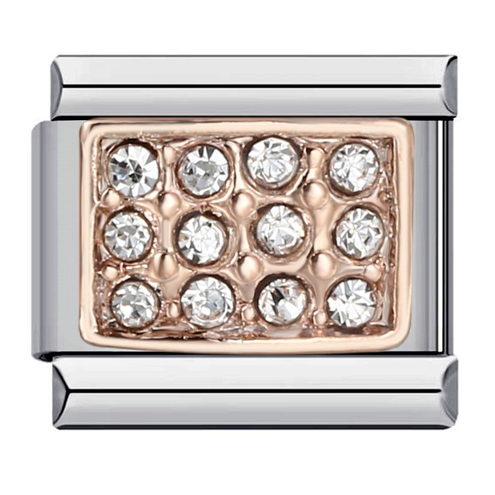 Wholesale Italian Charm Bracelet 9mm DIY Splicing Removable Diamond Square Stainless Steel Composable Bracelet