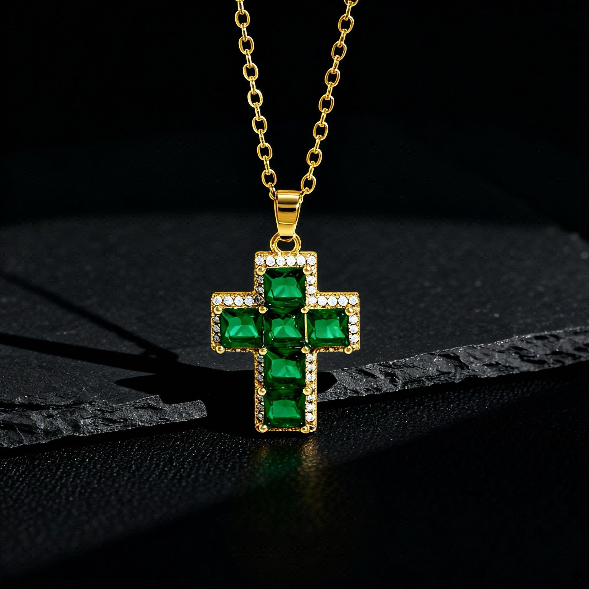 Wholesale Full Zircon Cross Pendant Necklace In Hip Hop Style Electroplated Copper Trendy Fashion Accessory For Daily Wear Or Gifting
