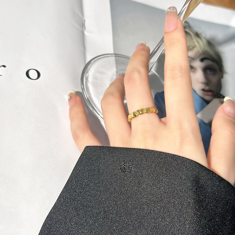 Wholesale  Titanium Steel Ring Light Luxury Peach Heart Finger Ring