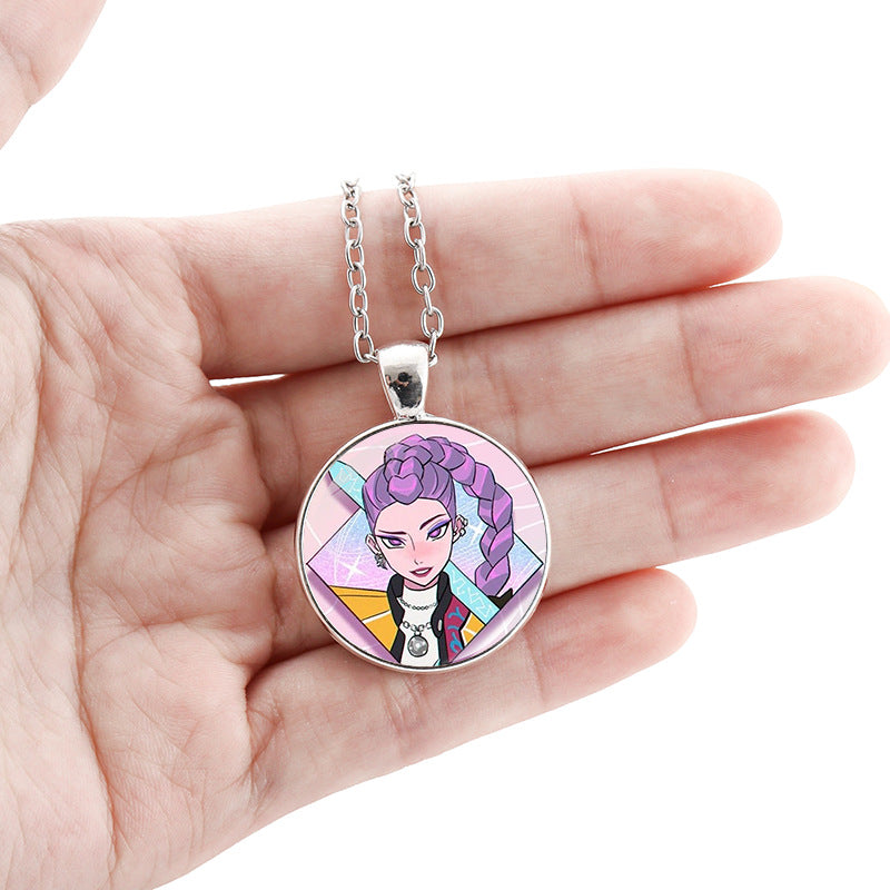 Wholesale kpop korean comic pendant sweater necklace