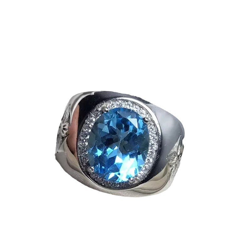 Wholesale  Luxury Aquamarine Cross Totem Fashion Ring