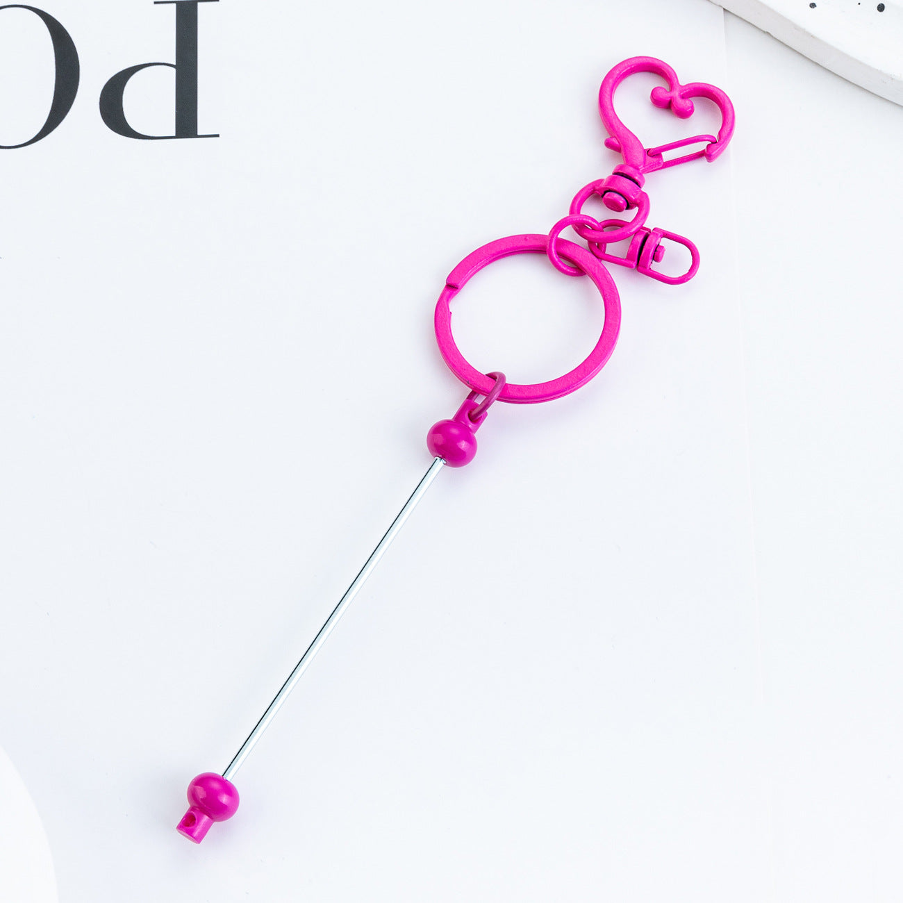 Wholesale DIY Beaded Heart Keychain Pendant Beadable Keychains