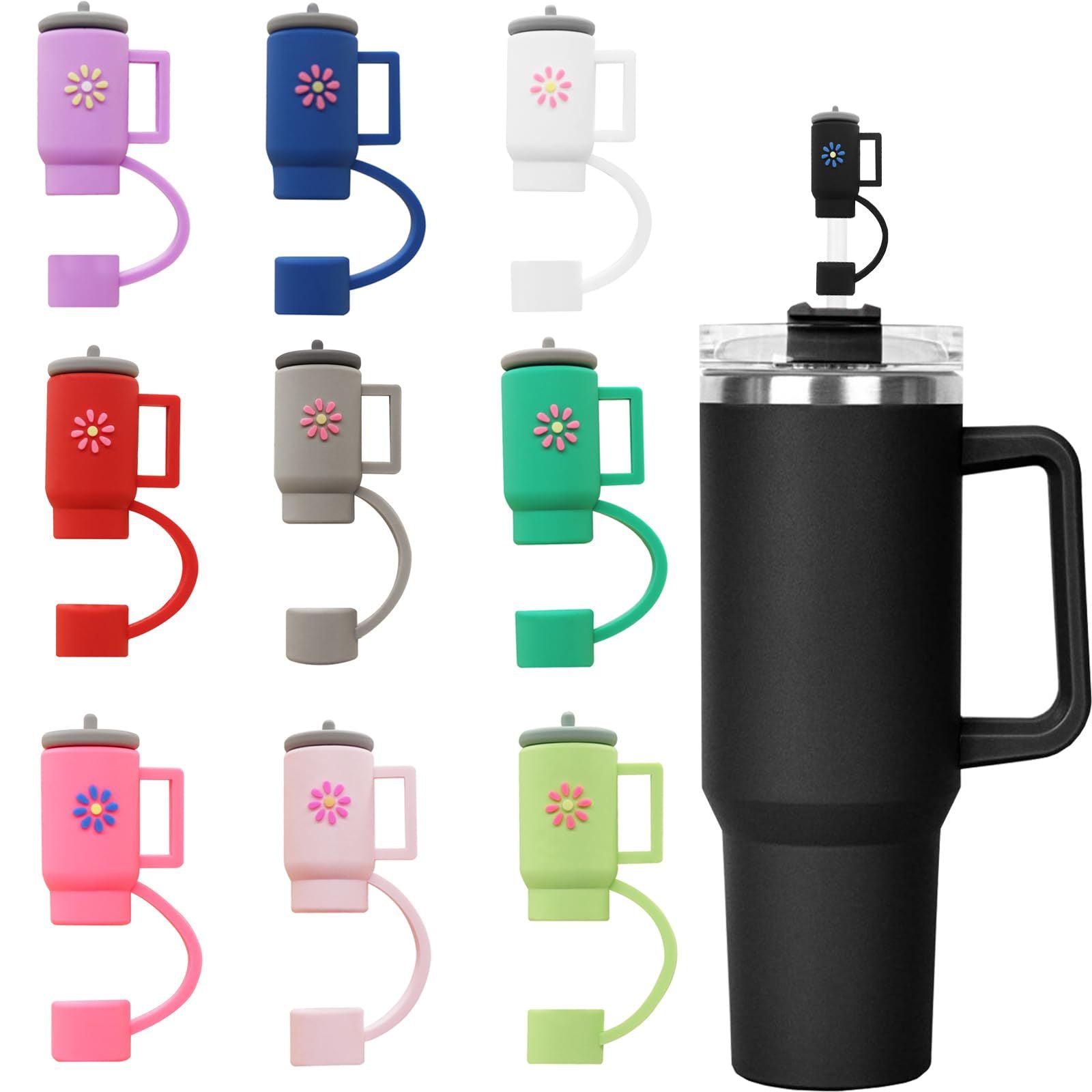 Wholesale  Cartoon Animal Rabbit Panda 10mm PVC Soft Straw Tube Cap