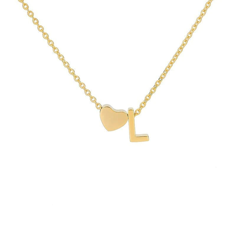 Wholesale Trendy Heart Letter Love Necklace Titanium Steel Gold Inlaid Fashion Jewelry Accessory