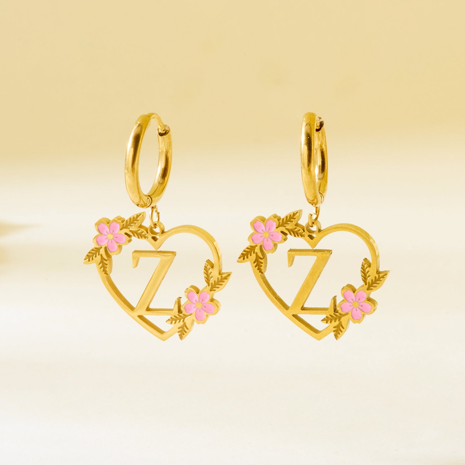 Wholesale Luxury Cut Out Stainless Steel 26 English Letter Earrings