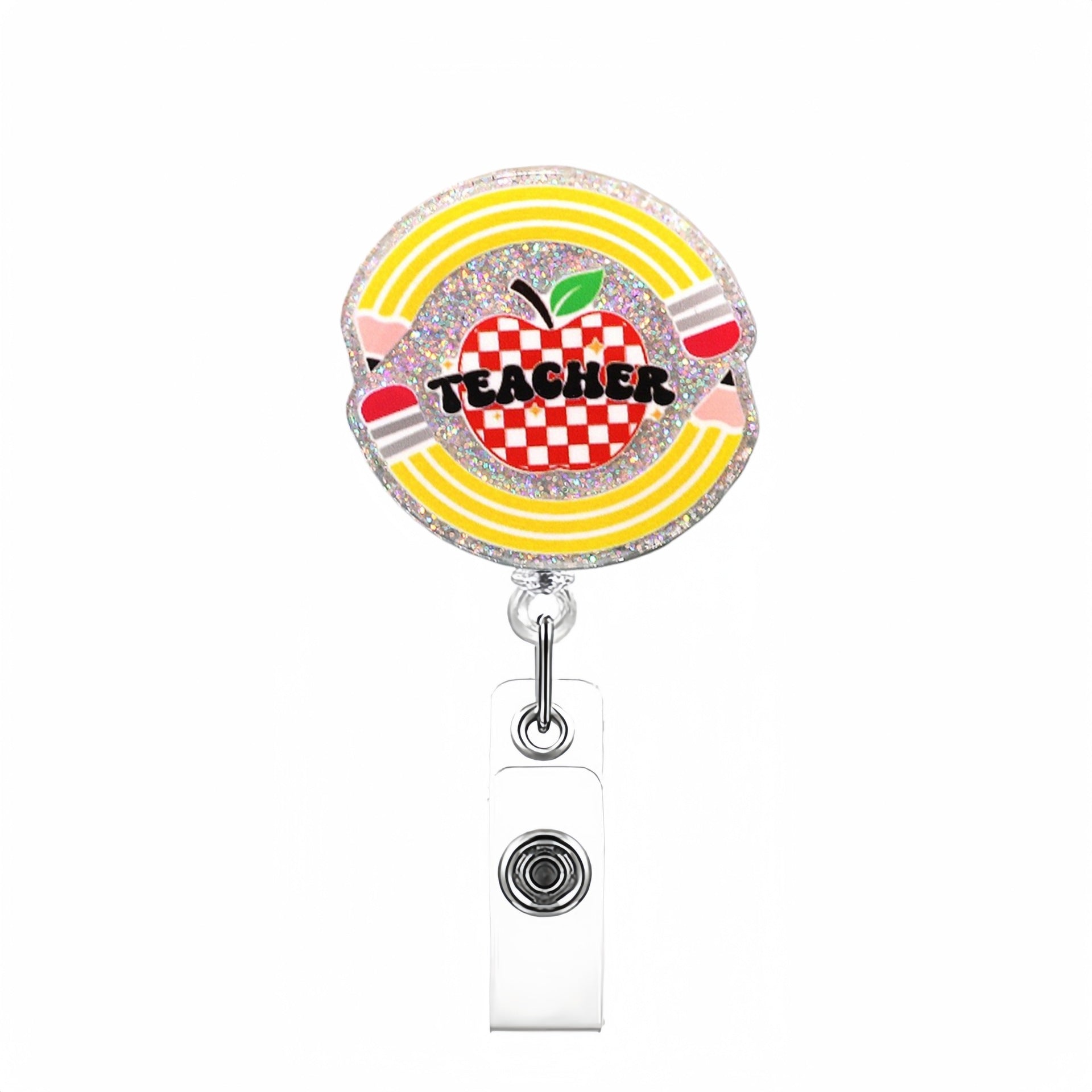 Wholesale Stylish Glitter Retractable Badge Reel - Plastic Telescopic ID Card Holder for School,  Party Favor
