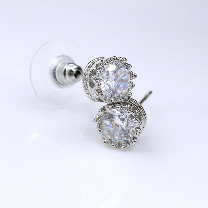 Wholesale  diamond-embedded geometric earrings