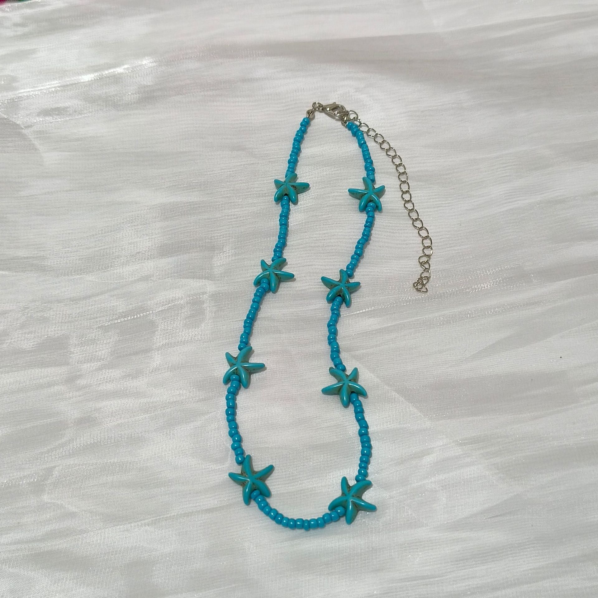 Wholesale  All-match Starfish Pendant Rice Beaded Necklace