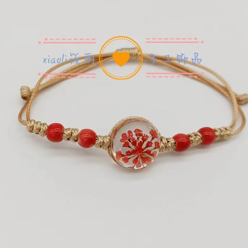 Wholesale Handwoven Colorful Ceramic Beads Natural Real Flower Bracelet ACC-BT-Youl011