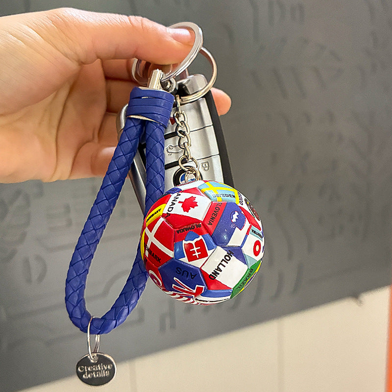 Wholesale World Cup Soccer Commemorative Keychain with Flag Pattern,  Trendy Car Key Accessory Gift