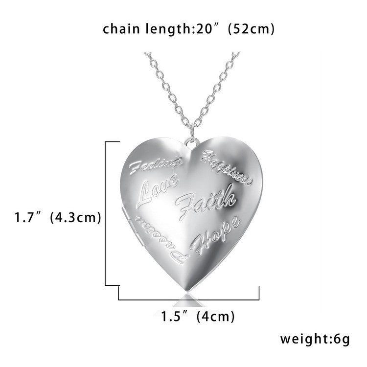 Wholesale heart can be opened photo frame necklace