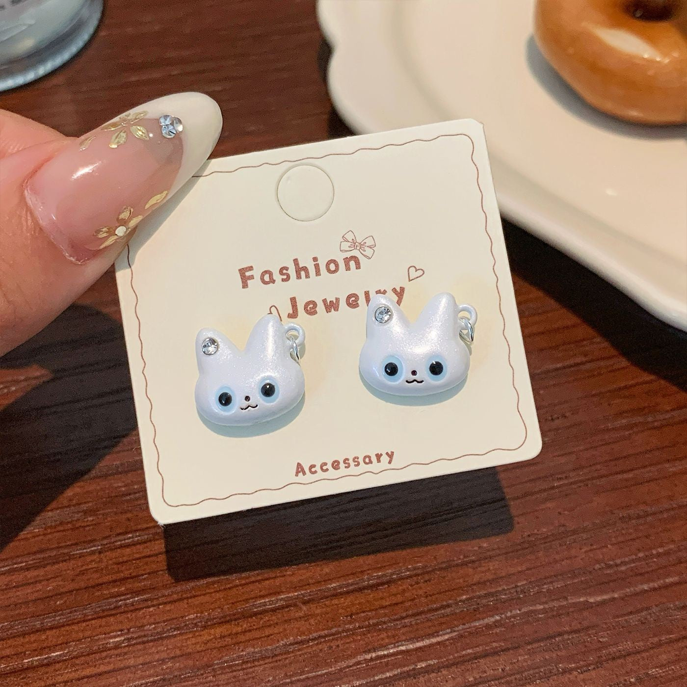 Wholesale Trendy Black Cat Earring Set,  Cute Cat Tail Design,  Silver Needle,  Zinc Alloy Drip Oil,  Everyday Jewelry Accessory