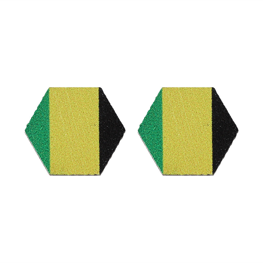 Wholesale Black, red, yellow, green and African flag colored wooden earrings