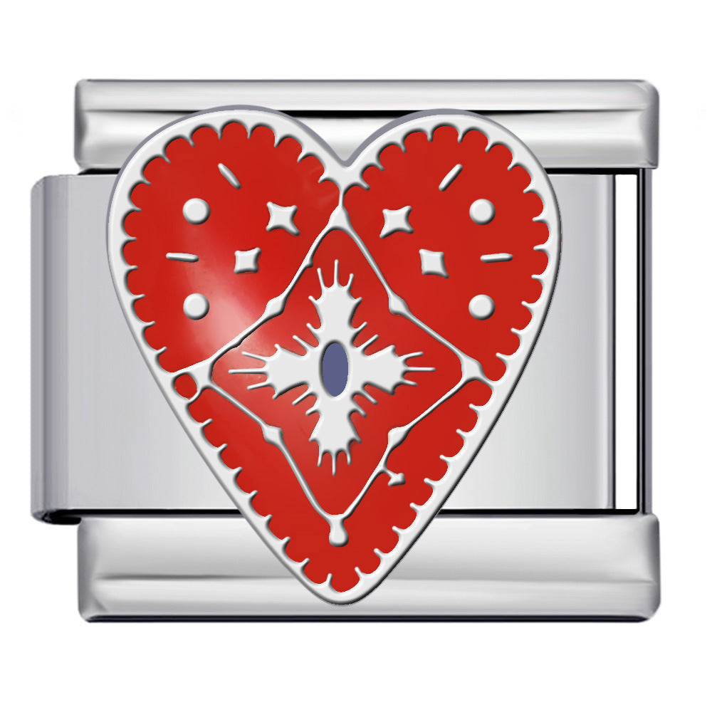 Wholesale Italian module Heart-shaped pattern titanium steel  DIY bracelet