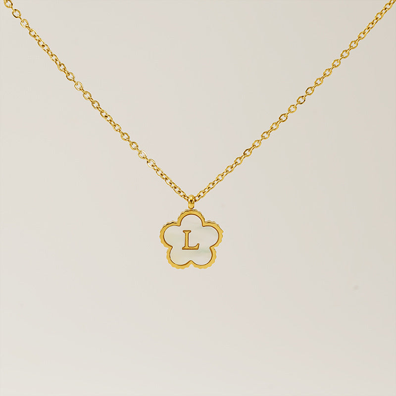 Wholesale Stainless Steel Letter Flower Necklace