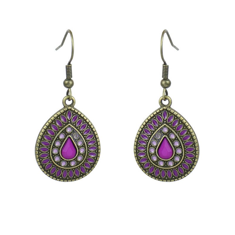 Wholesale Alloy Clear Drip Oil Geometric Bohemian Earrings for Women Fashion Accessory