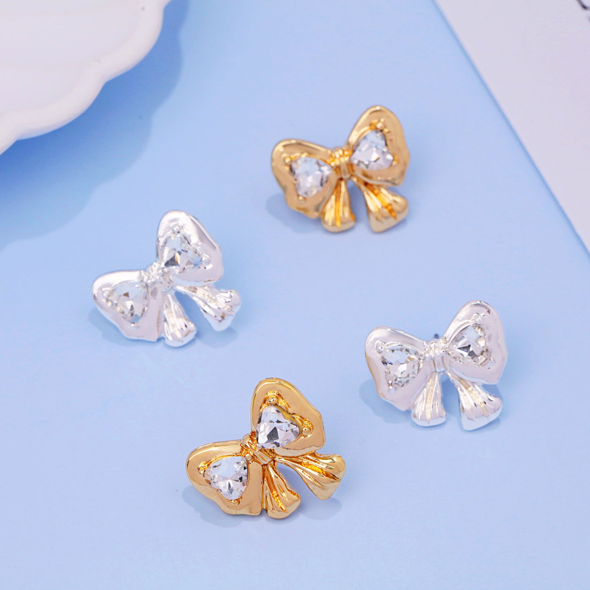 Wholesale  Bow Earrings  Rhinestone Light Luxury Earrings