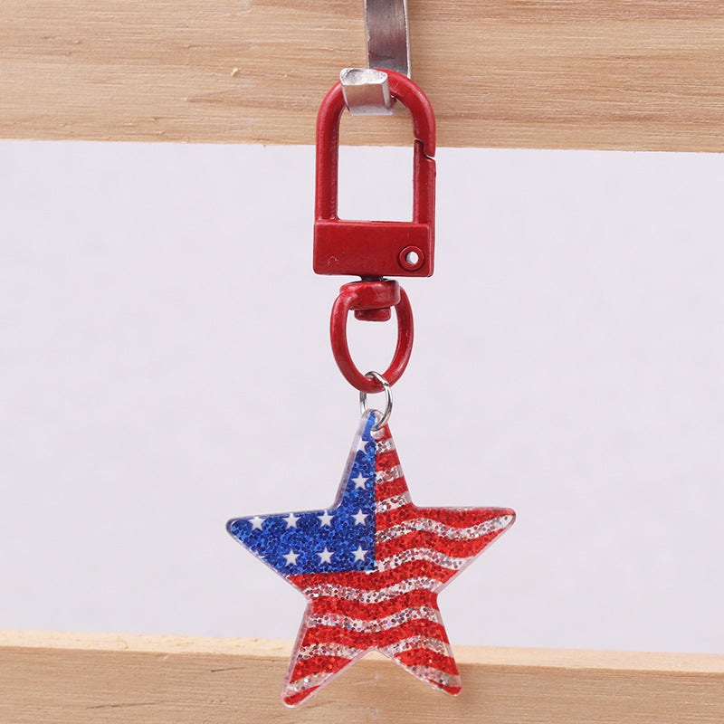 Wholesale American Independence Day Elements Red White Blue Flag Acrylic Keychain