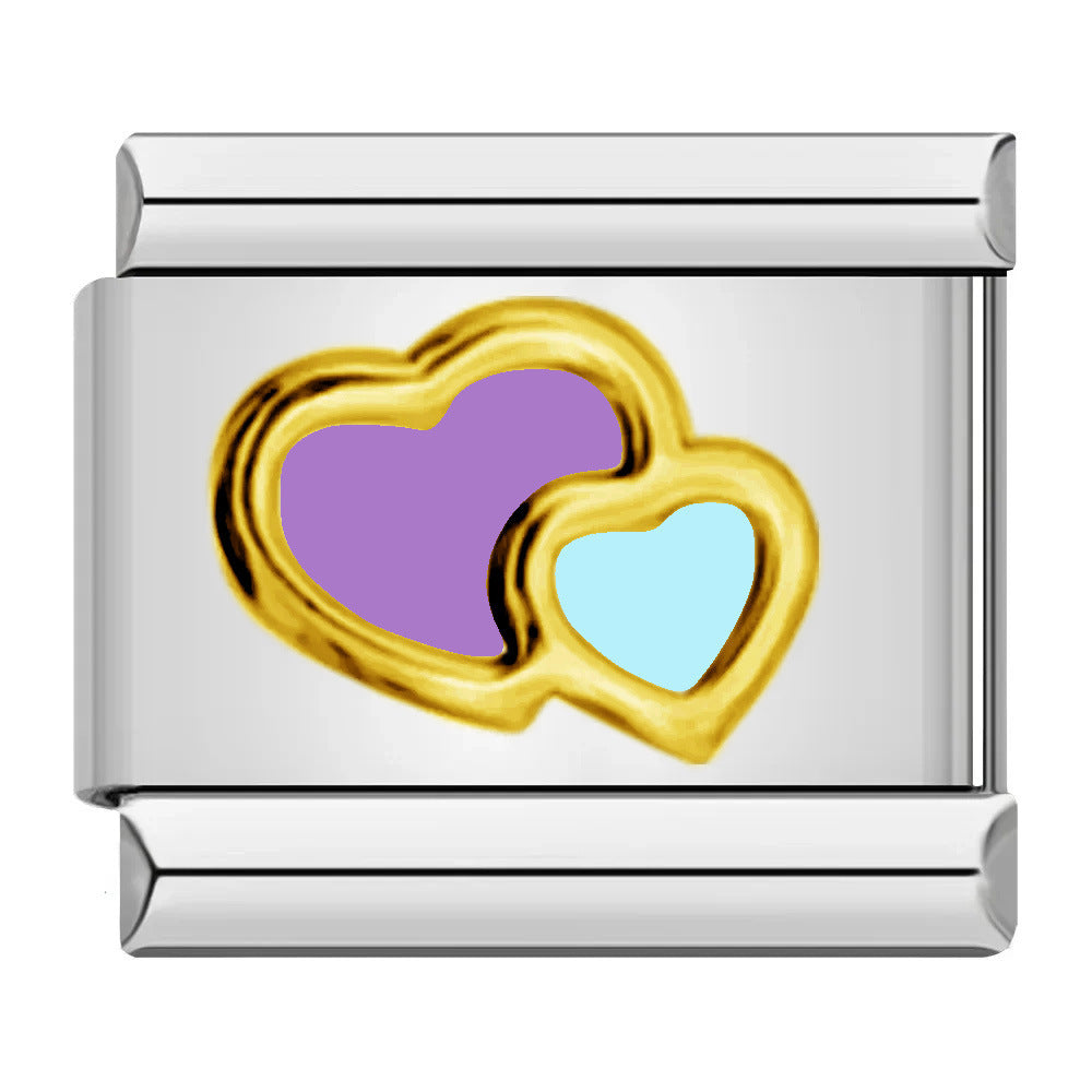 Wholesale Italian Charm Bracelet 9mm DIY Splicing Colored Oil-Drip Petals Stainless Steel Composable Bracelet