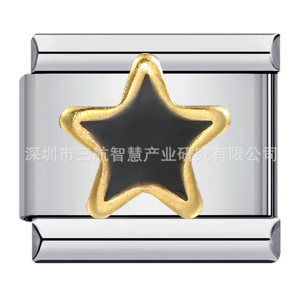 Wholesale 5pcs Italian Charm Bracelet 9mm DIY Splicing Star Smiley Face Stainless Steel Composable Bracelet